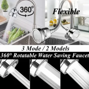 360 Degree Rotatable Tap Extender Adapter Water Saving Tap Extension Faucet Flexible Nozzle Kitchen Sink Spout Adaptor Rotating 3 Modes Spray